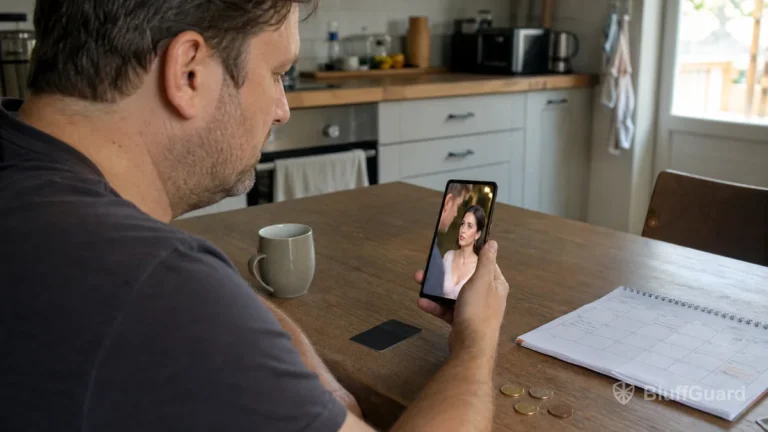 Man comparing short drama costs with a notebook and coins