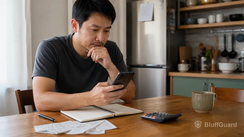 Man reviewing short drama spending and a monthly budget