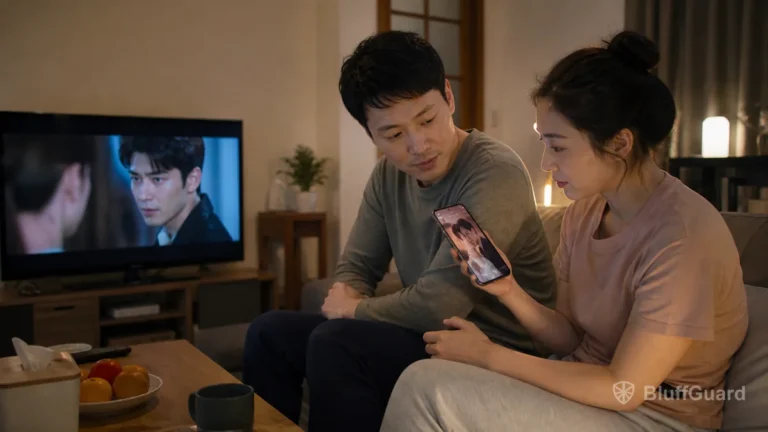 Couple comparing a short drama app with television streaming