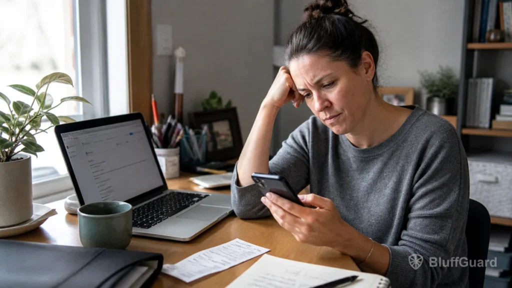 Woman troubleshooting locked episodes after payment