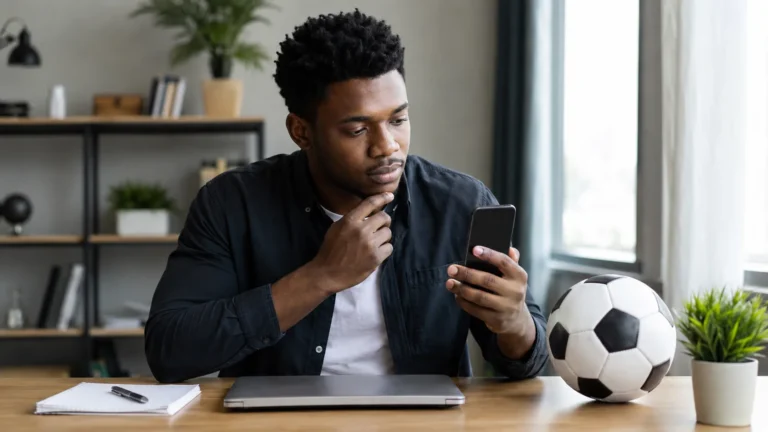 Football fan using a phone to plan match alerts
